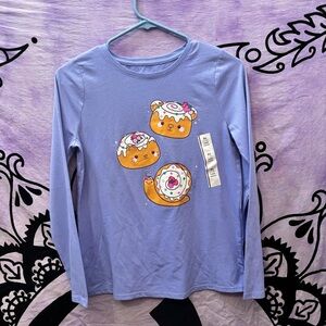 Cat & Jack Purple Long Sleeve Tee Shirt Snail & Iced Cupcake New Size 14 NWT